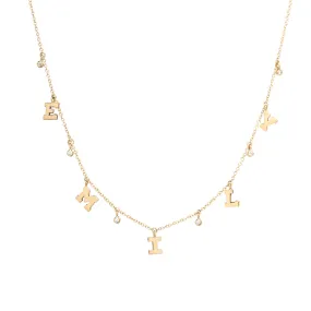 14k Dangling Diamonds & EMILY Letter Necklace - SALE