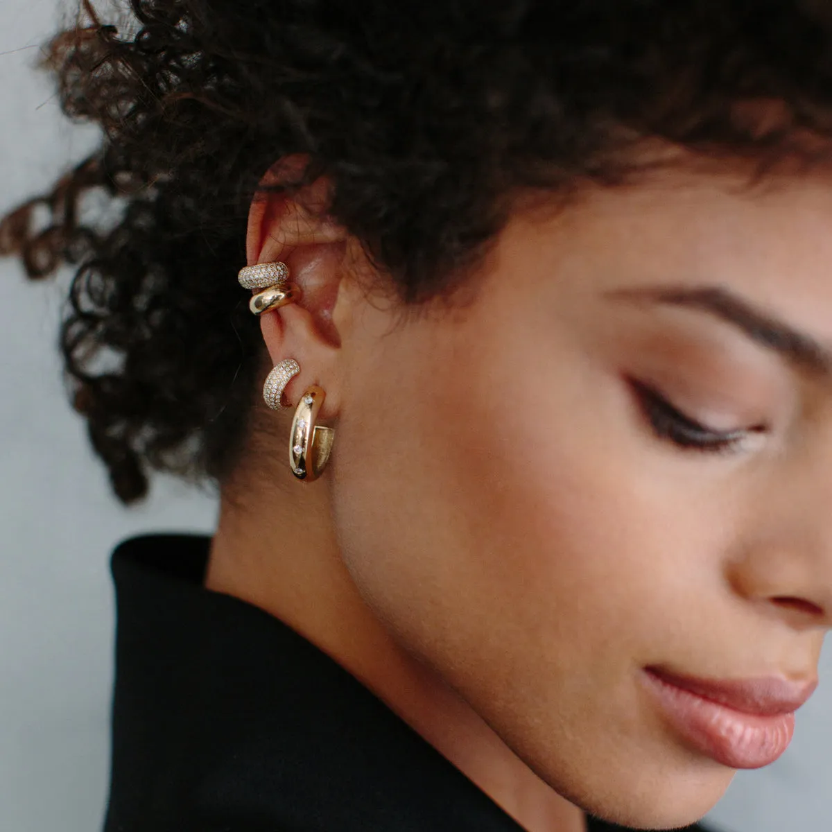 14k Gold Wide Chubby Ear Cuff