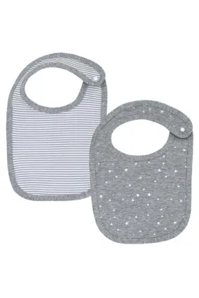 2 Pack Bibs Grey Stripes and Stars