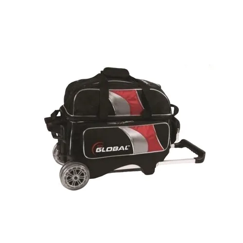 900Global 2 Ball Deluxe Roller Black Red Silver Bowling Bag