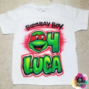 Airbrush Birthday Boy Ninja Turtle Shirt Design