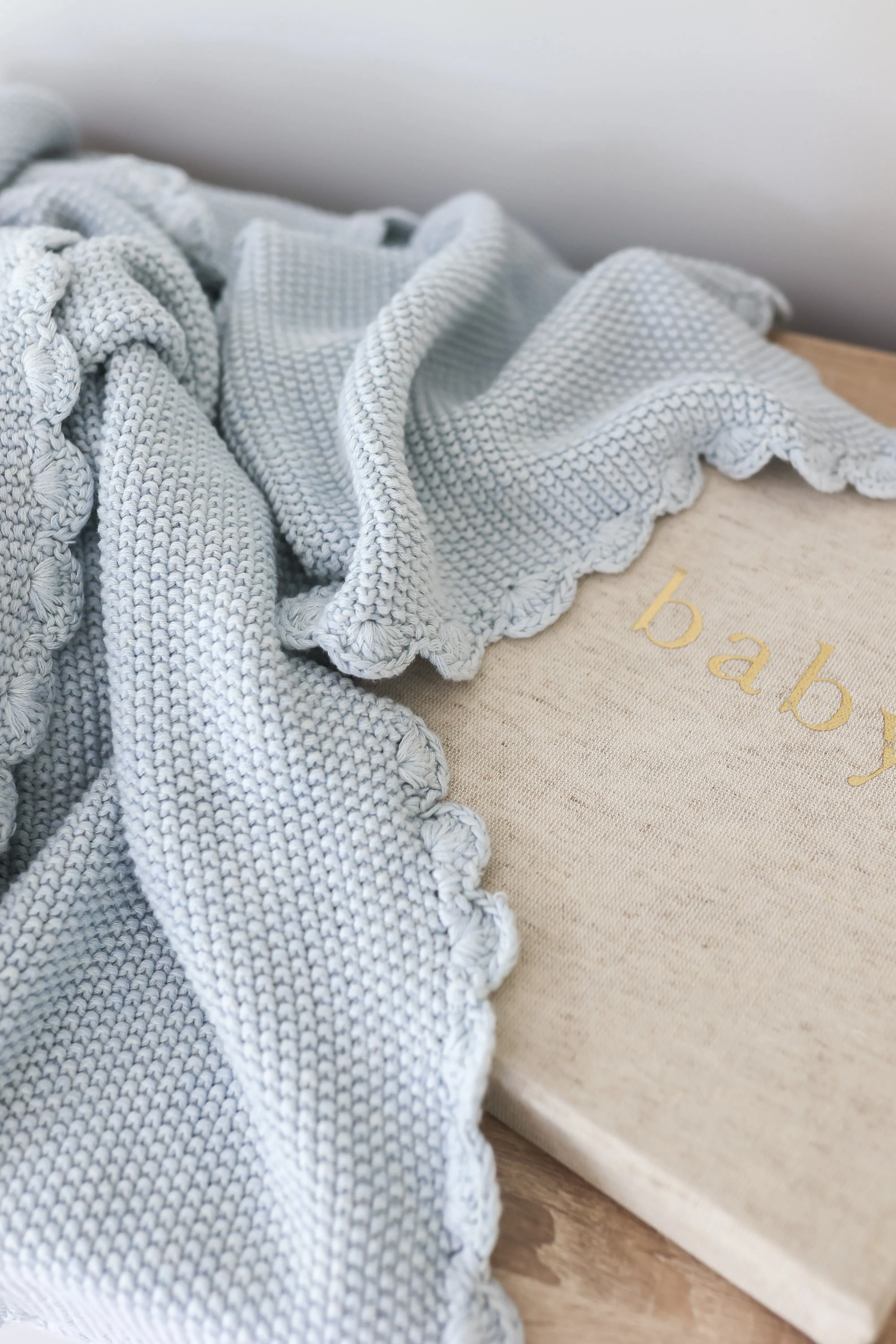 Alimrose Organic Mini Moss Stitch Baby Blanket - Powder Blue