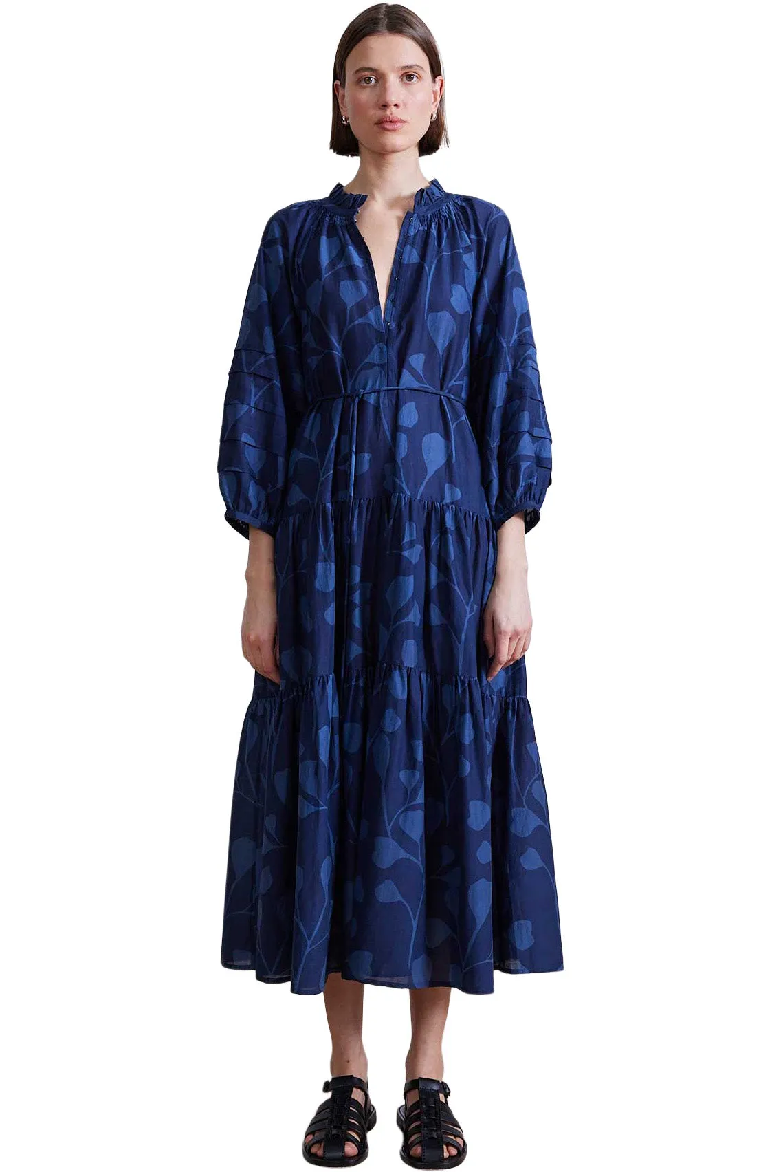 Apiece Apart Trinidad Maxi Dress in Indigo Trellis