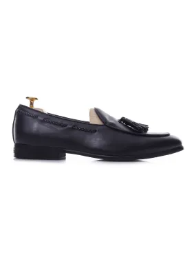 Belgian Loafer With Tassel - Black Leather