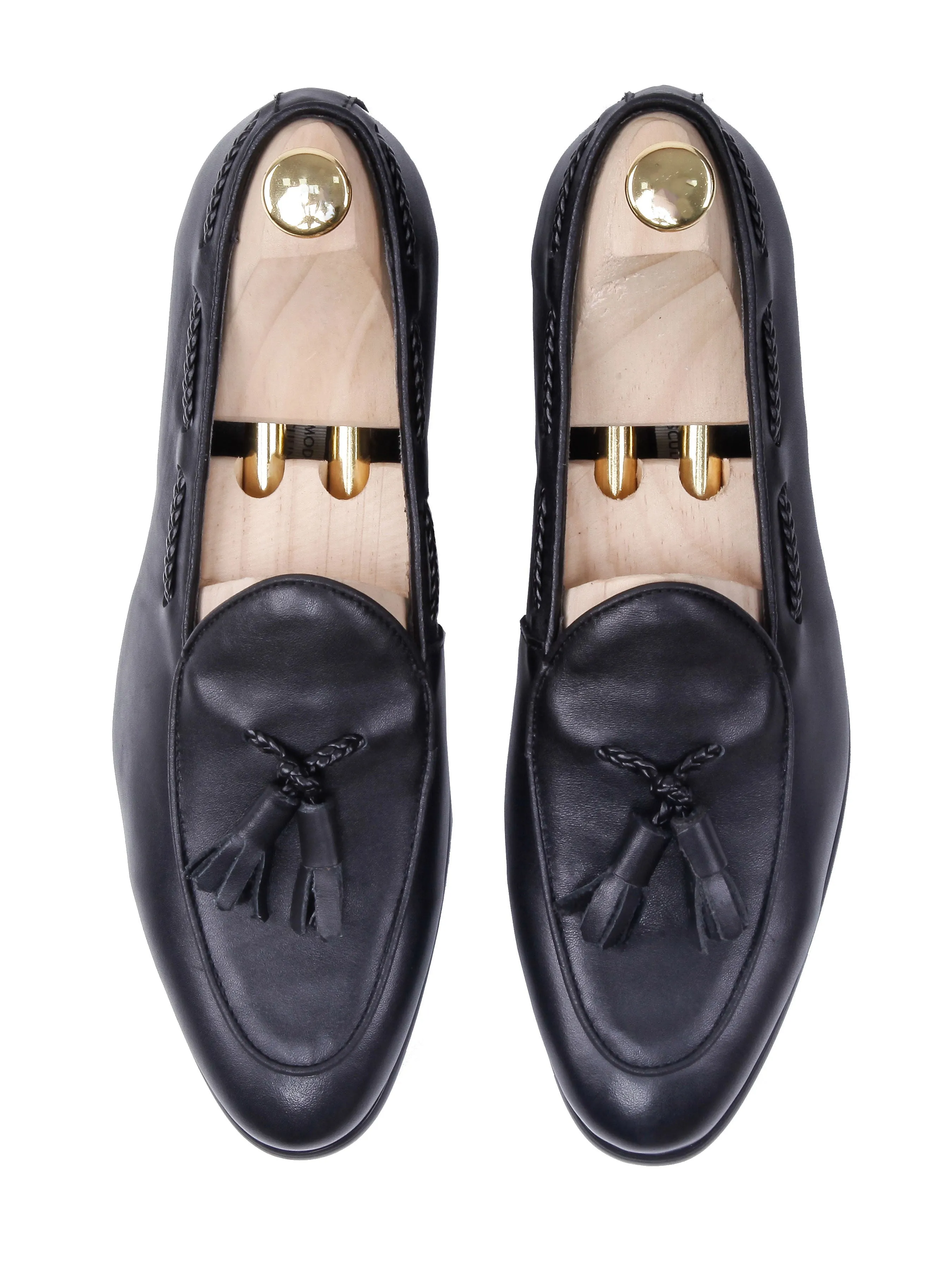 Belgian Loafer With Tassel - Black Leather