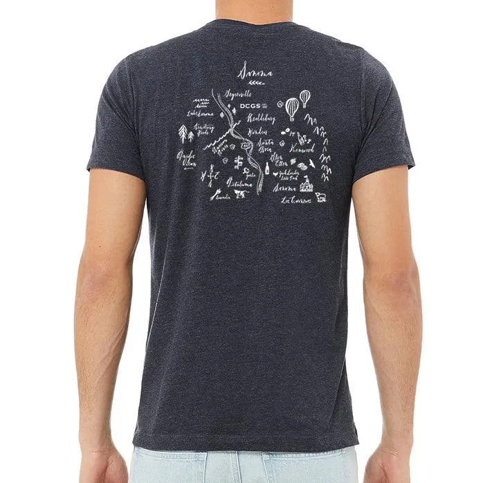 Bella   Canvas Unisex 4.2 Oz Heathered Polycotton Short Sleeve Tee Printed with a Customizable CALLIGRAPHY MAP Design