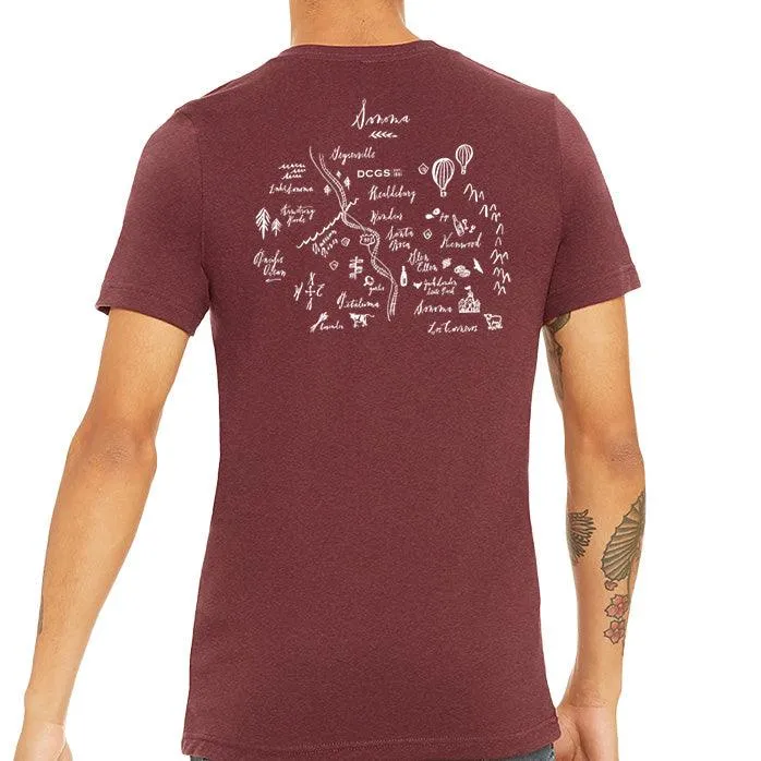 Bella   Canvas Unisex 4.2 Oz Heathered Polycotton Short Sleeve Tee Printed with a Customizable CALLIGRAPHY MAP Design