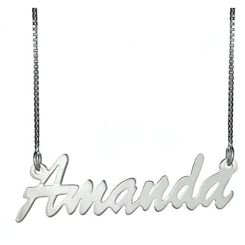 Better Jewelry Slender Script .925 Sterling Silver Name Plate Necklace