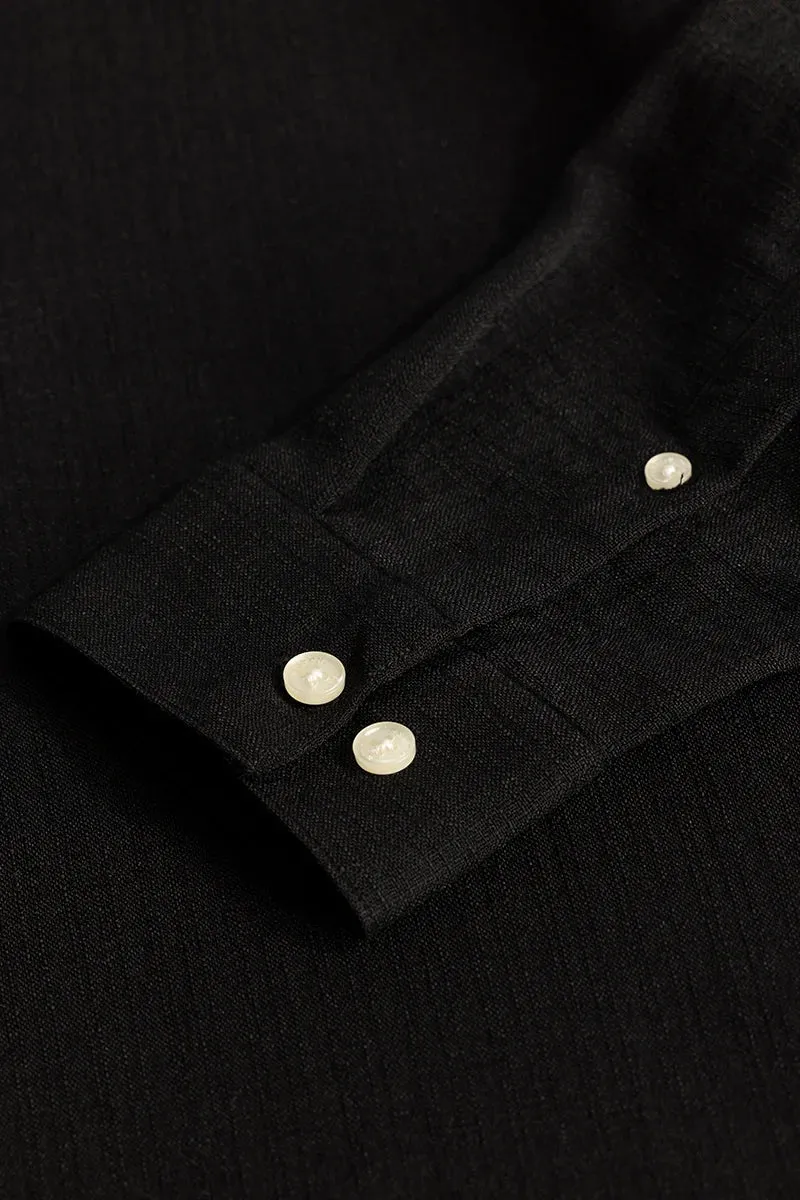 Black Mandarin Linen Shirt