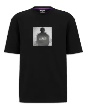 Boss X Khaby T-Shirt Oversize In Cotone Con Grafica Lenticolare Nero