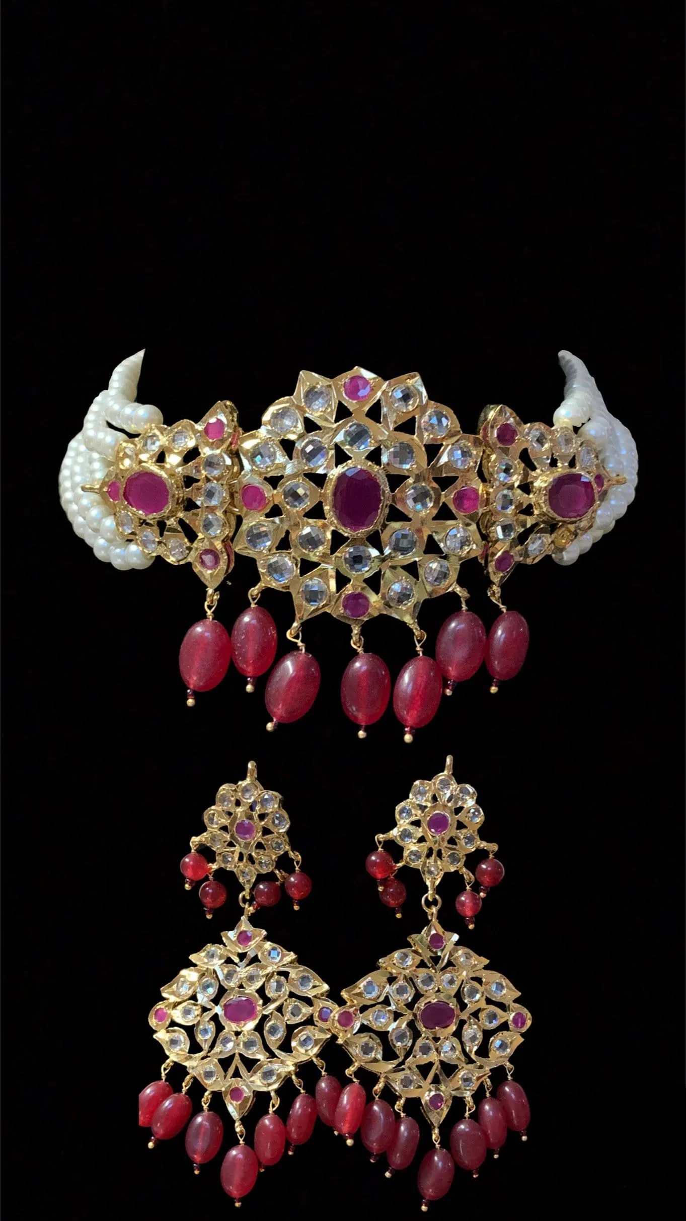 C224 Lekha choker set (ruby ) ( SHIPS IN 4 WEEKS )