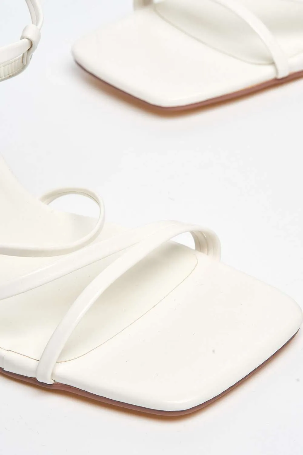 Courtney Strappy Heeled Sandals in White Matt