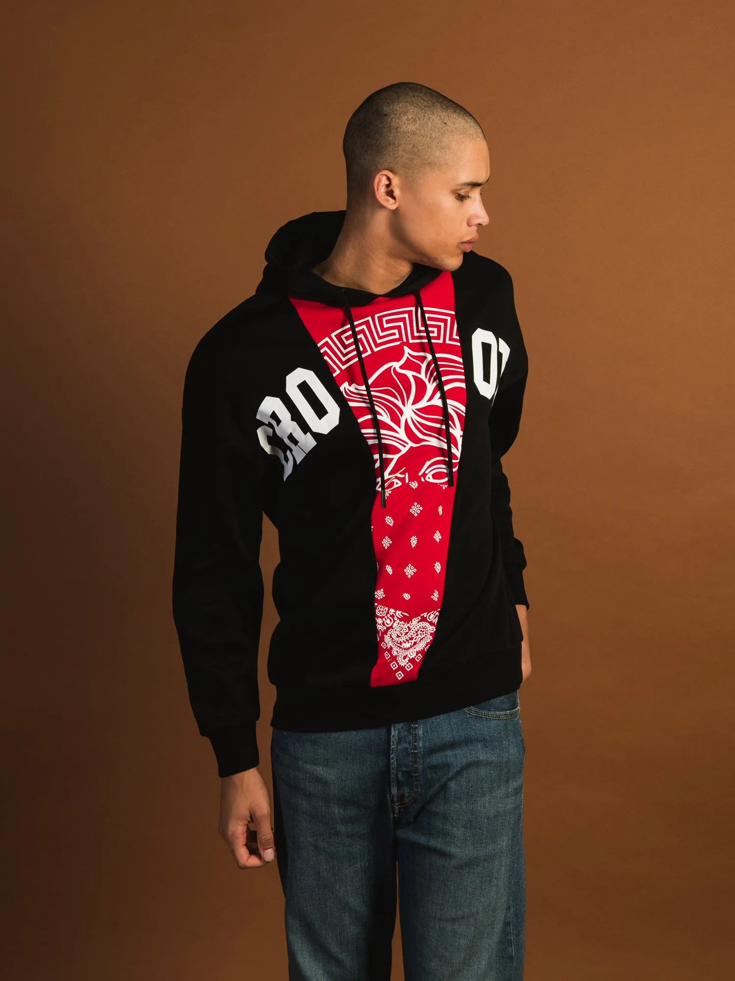 CROOKS & CASTLES SPLIT MEDUSA PULLOVER HOODIE