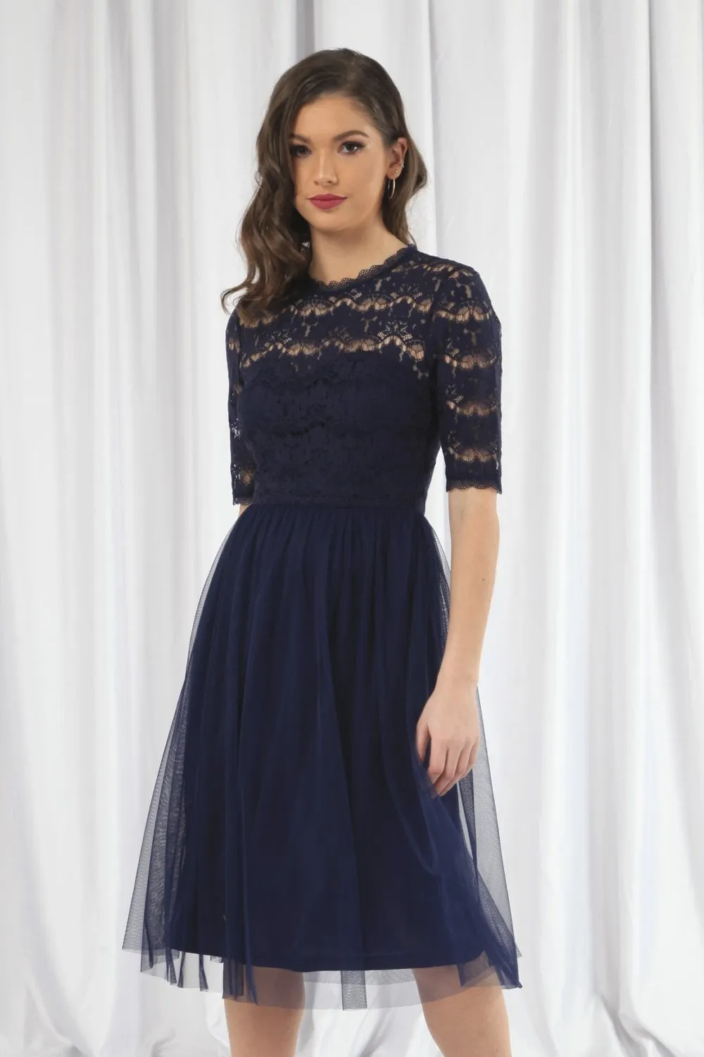 Double Second Lace Dress With Tulle Skirt