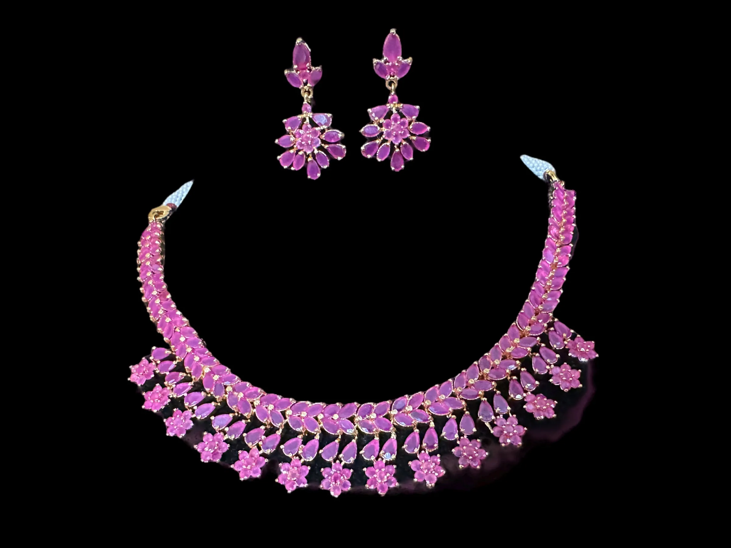 DS12 Cz necklace set in red / ruby   (READY TO SHIP)