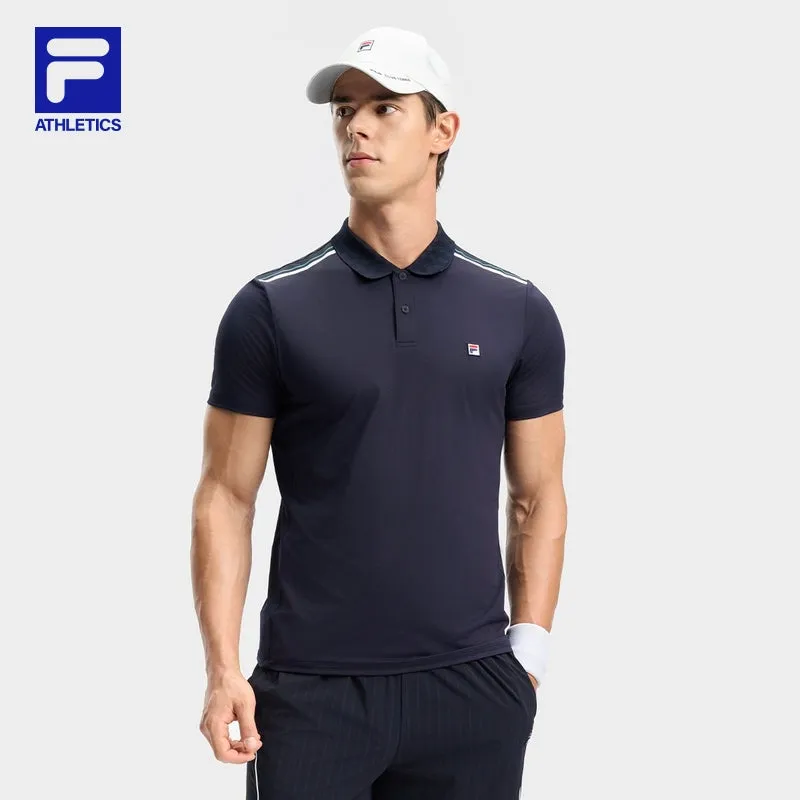 FILA CORE ATHLETICS TENNIS1 ART IN SPORTS Men Short Sleeve Polo (Navy)