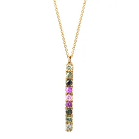 French Lavender Double Linea Ombré Sapphire Bar Necklace