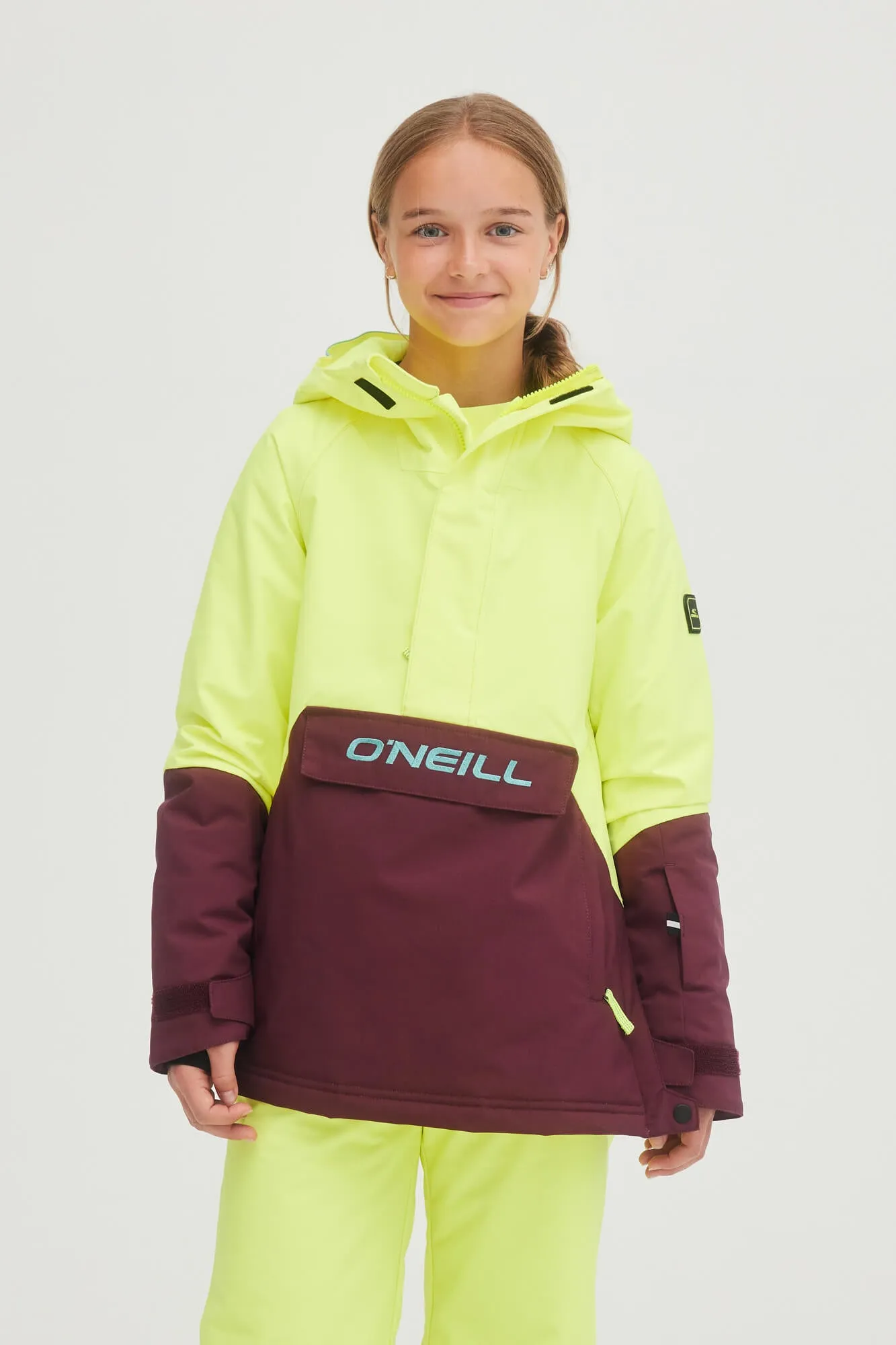 Girl's Anorak Snow Jacket - Pyranine Yellow Colour Block