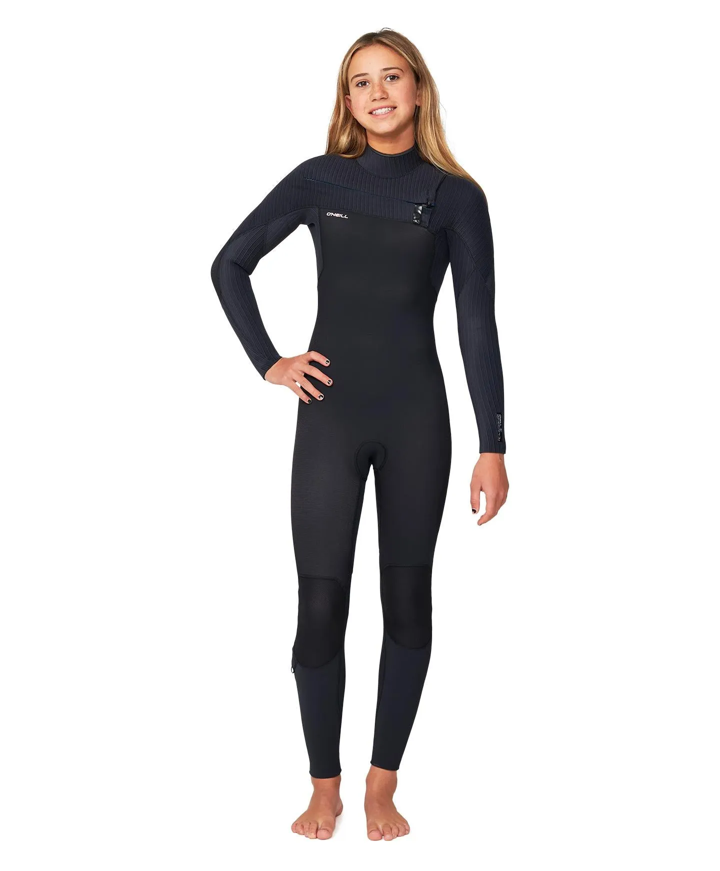 Girl's HyperFreak 4/3  Steamer Chest Zip Wetsuit - Black