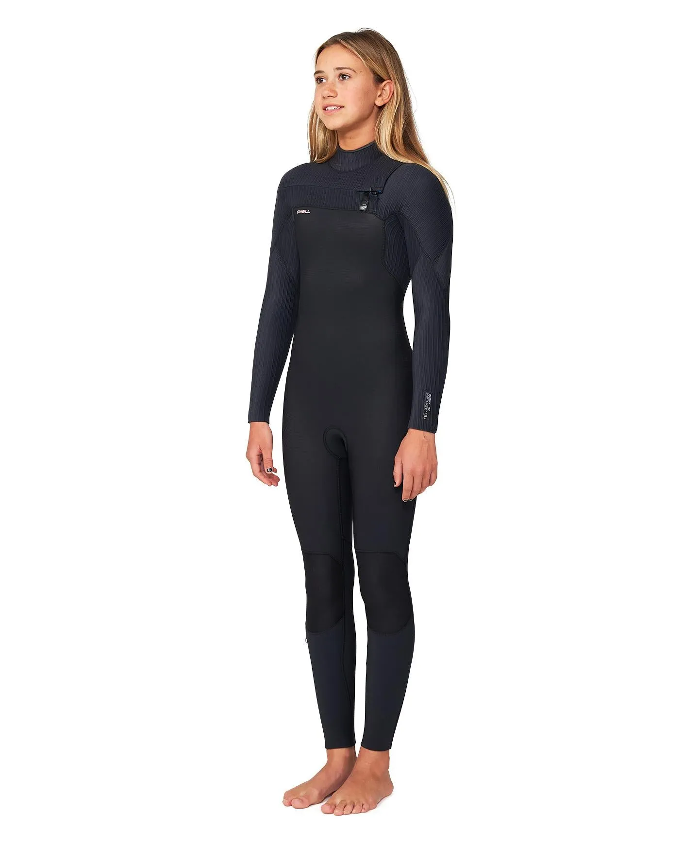 Girl's HyperFreak 4/3  Steamer Chest Zip Wetsuit - Black