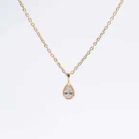 Gold Vermeil Pear Shaped Milgrain Cubic Necklace