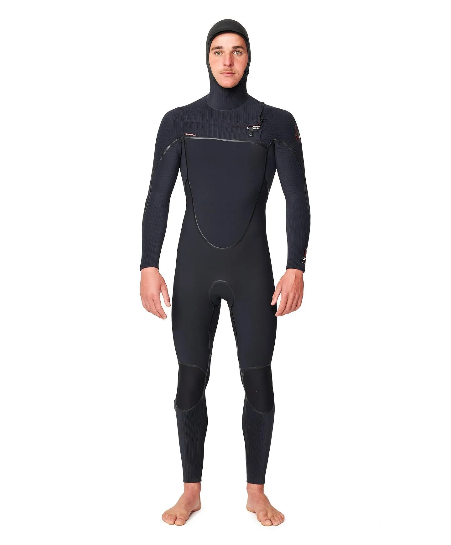 HyperFire X 5/4 mm Hooded Steamer Chest Zip Wetsuit - Black