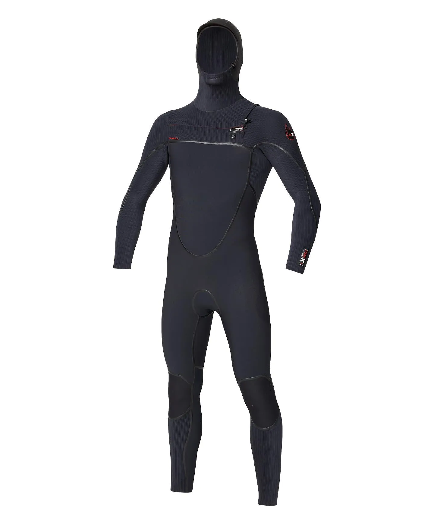 HyperFire X 5/4 mm Hooded Steamer Chest Zip Wetsuit - Black