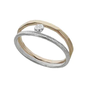 J & I Petite Double Band CZ Ring