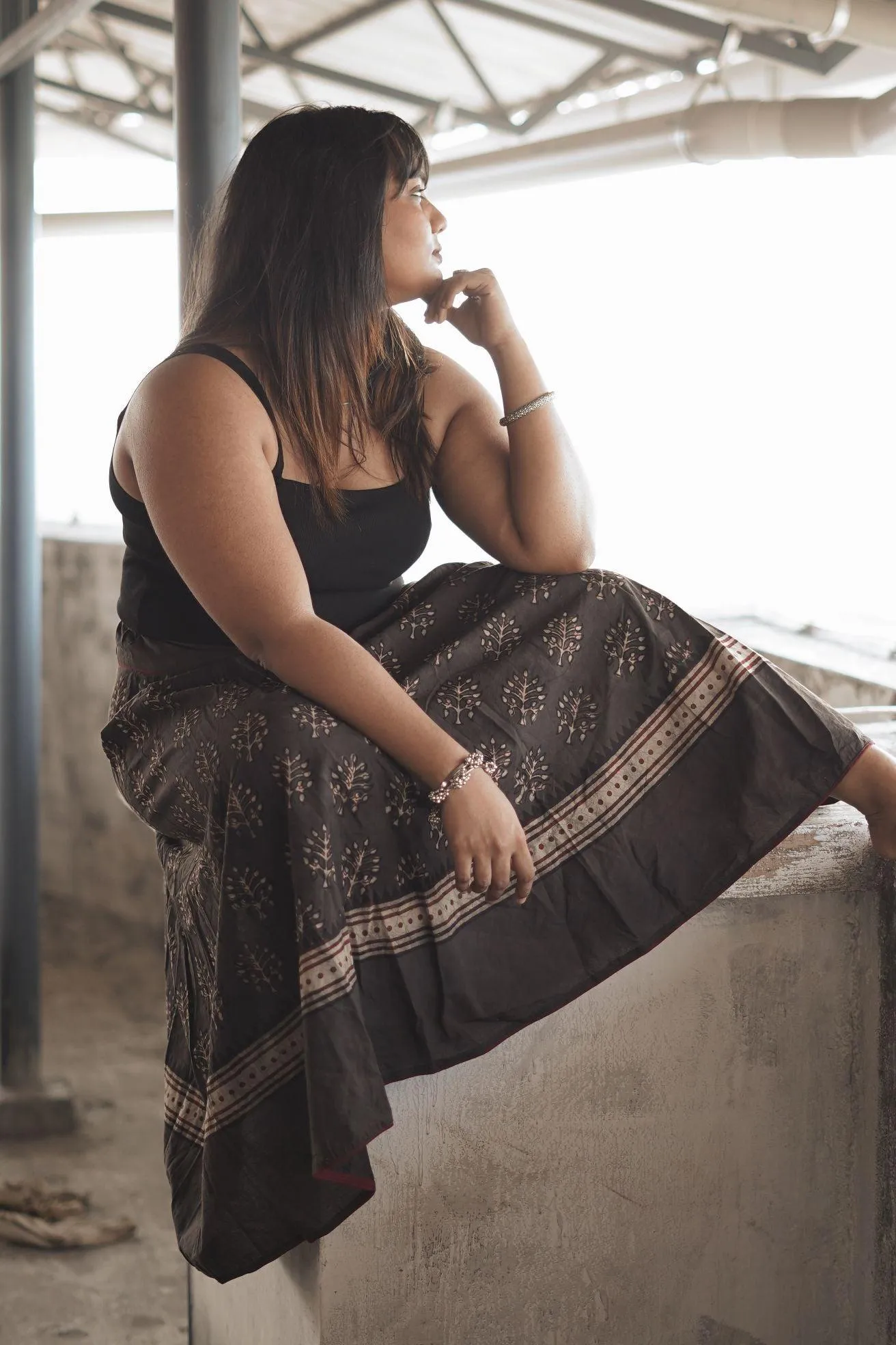 Kaisori Dabu Indigo Skirt -  Kashish block print