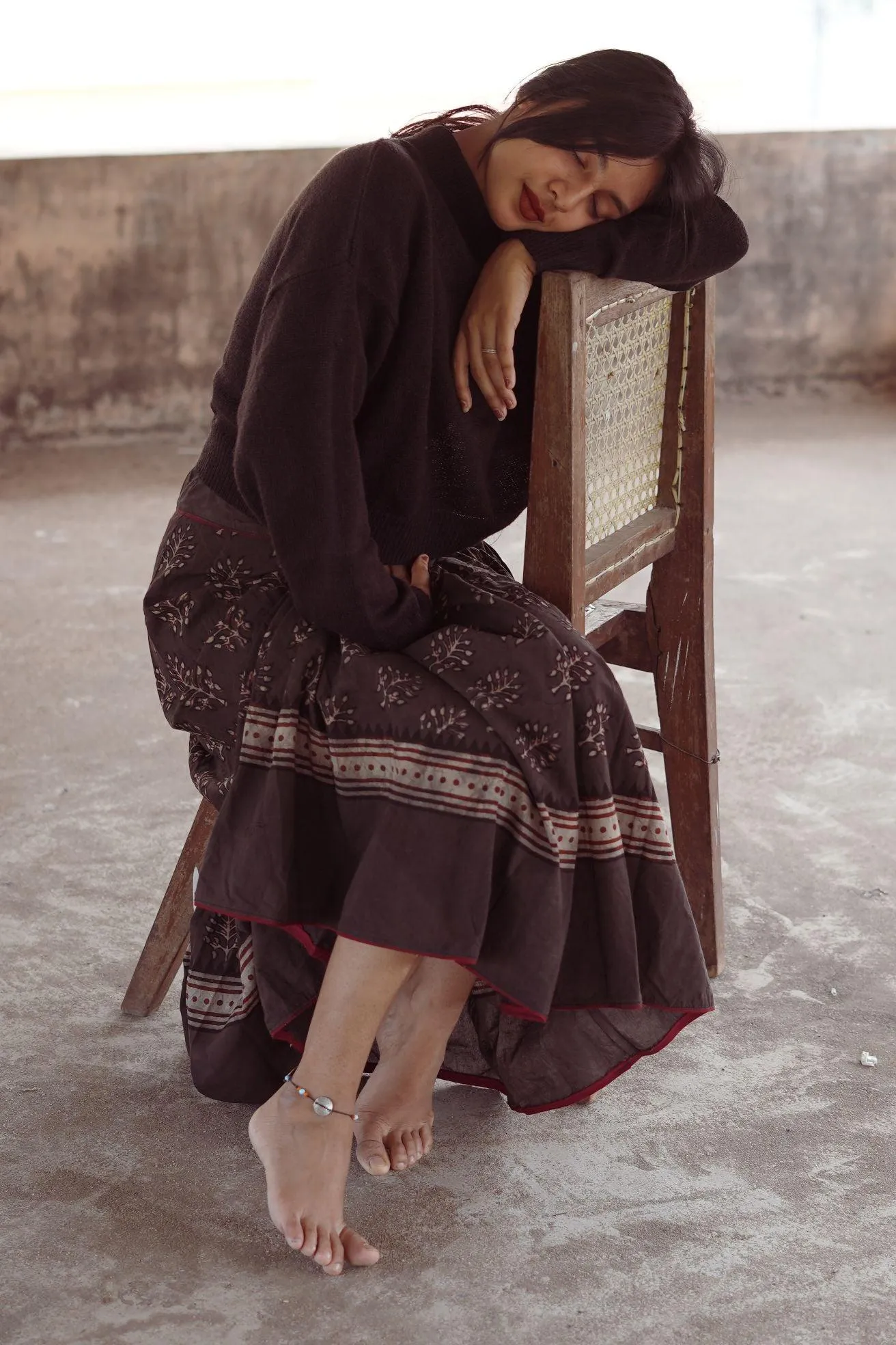 Kaisori Dabu Indigo Skirt -  Kashish block print