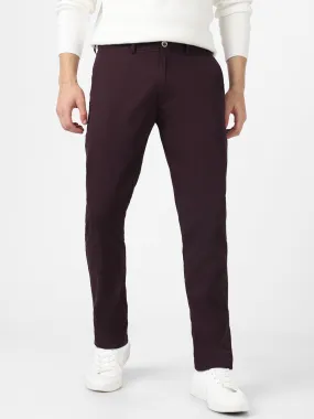 Men's Maroon Cotton Slim Fit Casual Chinos Trousers