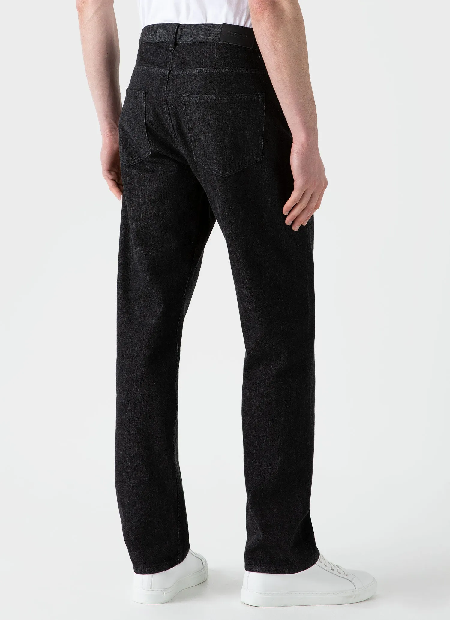 Men's Regular Fit Jeans in Black Wash Denim