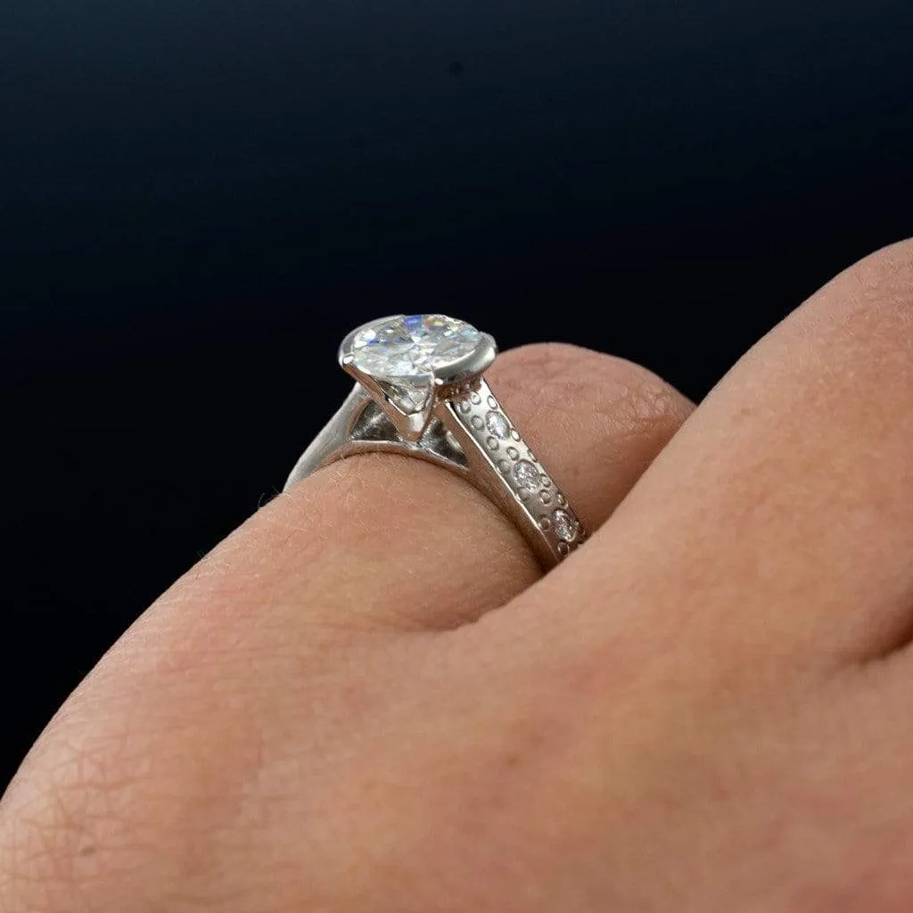 Moissanite Round Half Bezel Star Dust Engagement Ring