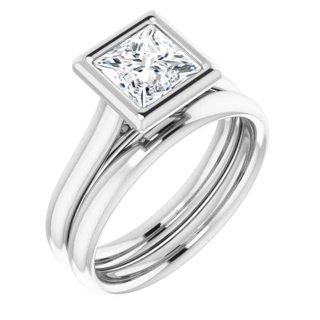 Olivia Bezel Set Solitaire Cathedral Engagement Ring - Setting only