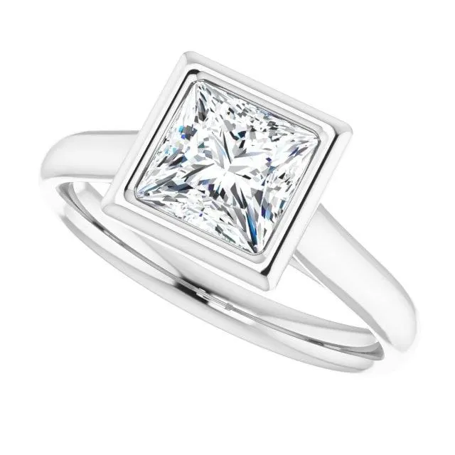 Olivia Bezel Set Solitaire Cathedral Engagement Ring - Setting only