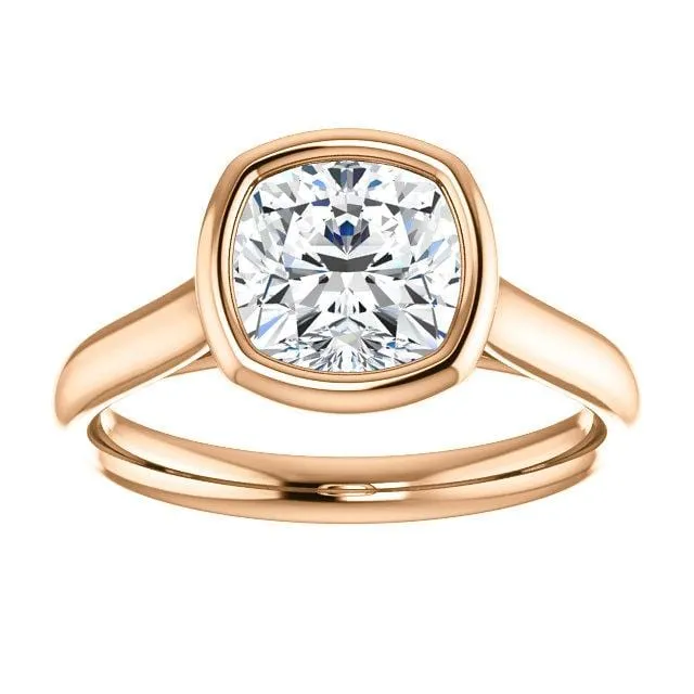 Olivia Bezel Set Solitaire Cathedral Engagement Ring - Setting only