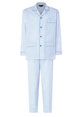 Pijama Hombre Largo Solapa Popelín Rayas - Azul 2985_33