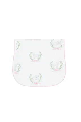 Pink Lamb Print Burp Cloth