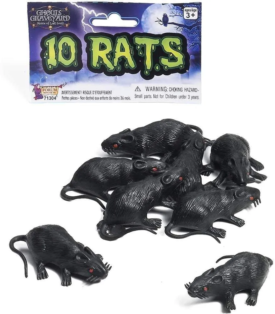 Plastic Rats small (Set of 10 - 2 1/2 Size)