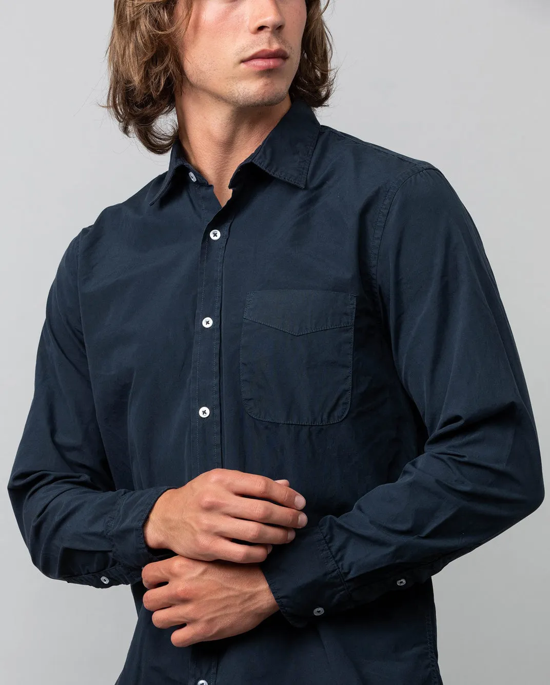 POPLIN STANDARD SHIRT / NAVY