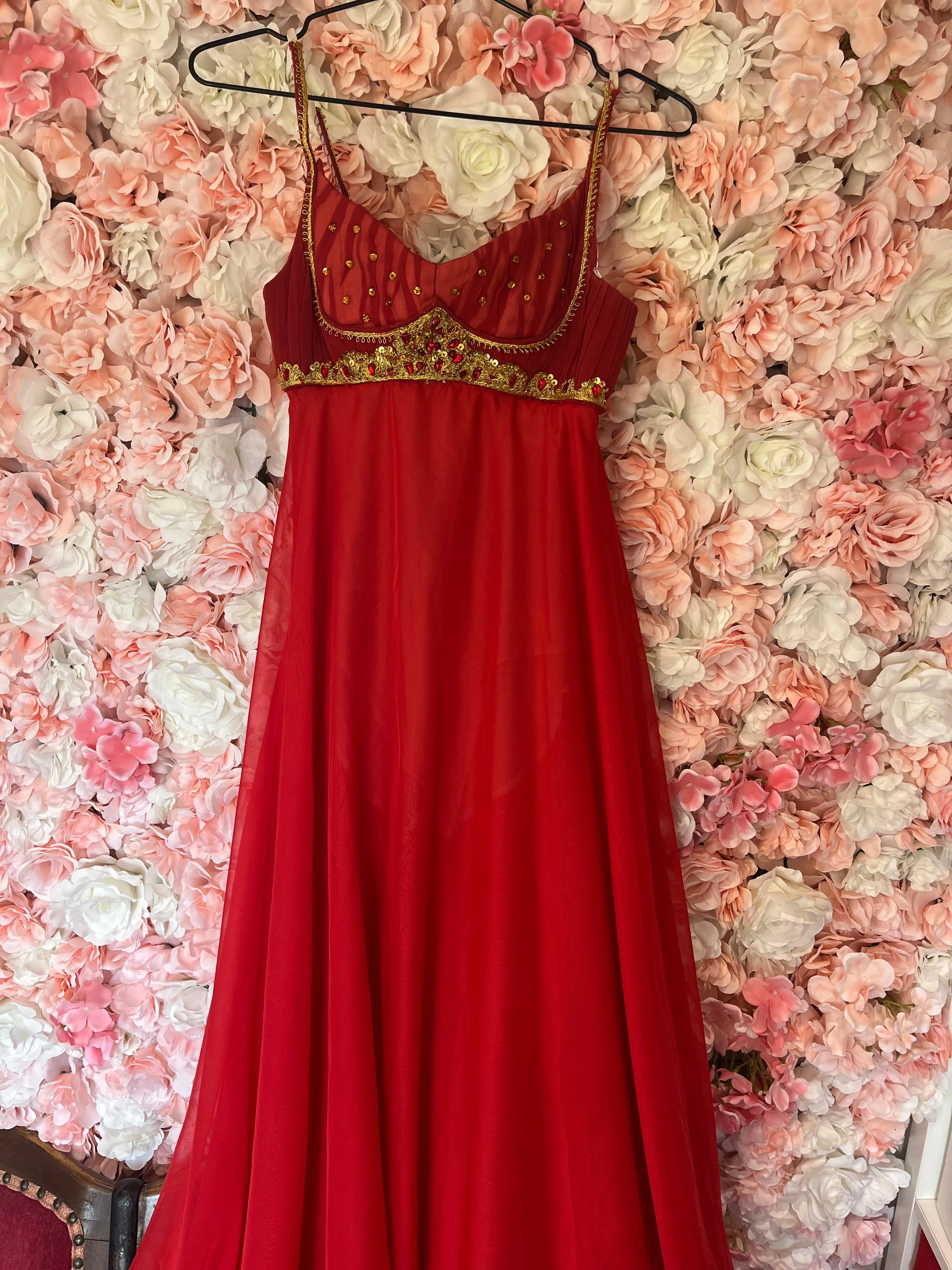 Red Juliet chiffon dress - Hire only