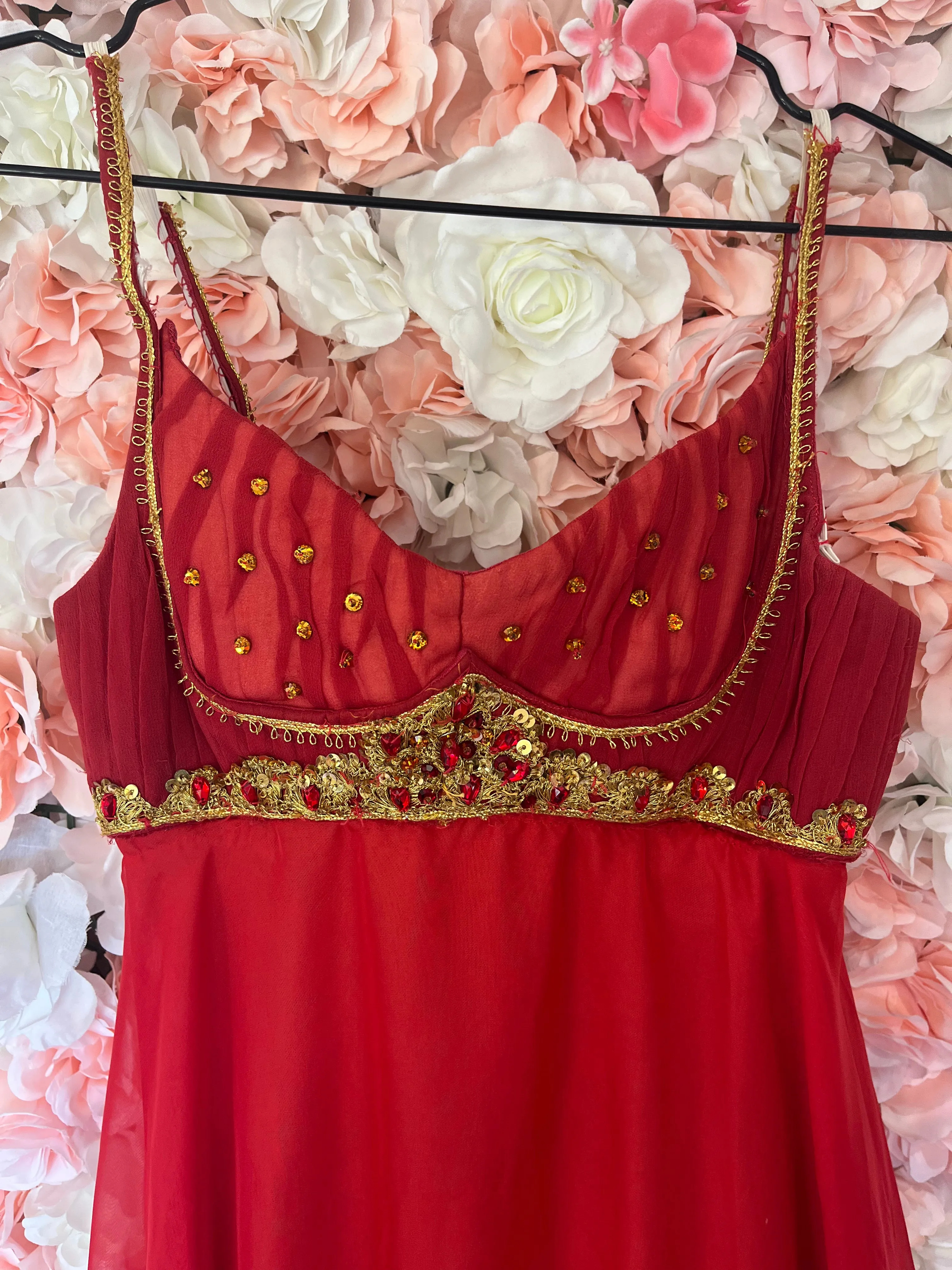 Red Juliet chiffon dress - Hire only