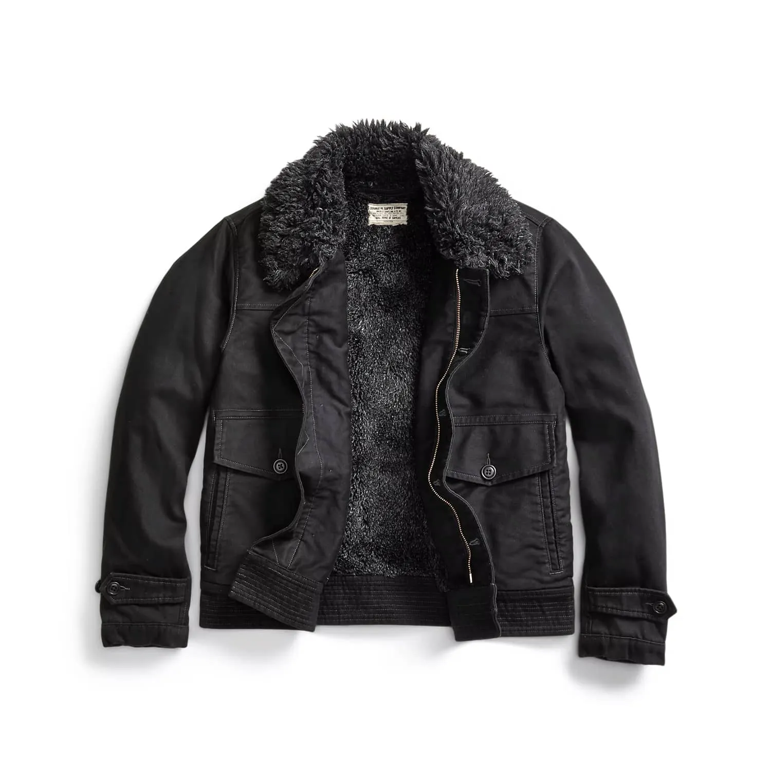 RRL Faux Shearling Lined Jacket Deep Navy FINAL SALE