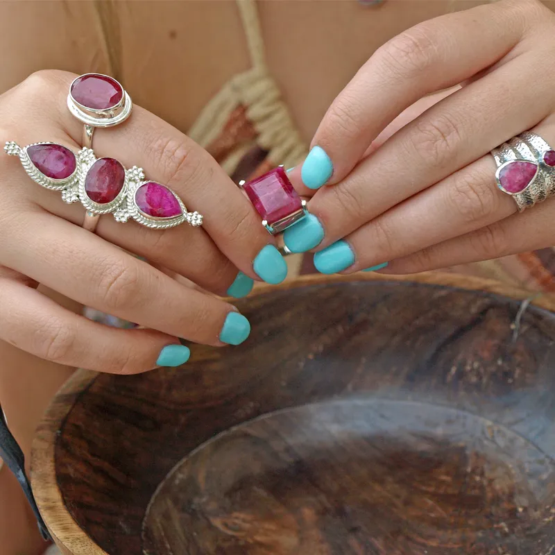 Ruby Triple Stone Bohemian Ring