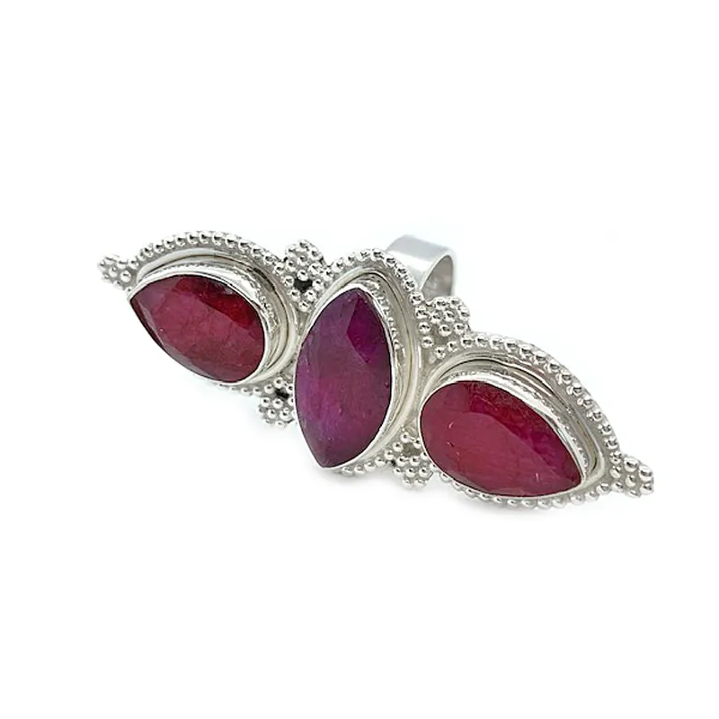 Ruby Triple Stone Bohemian Ring