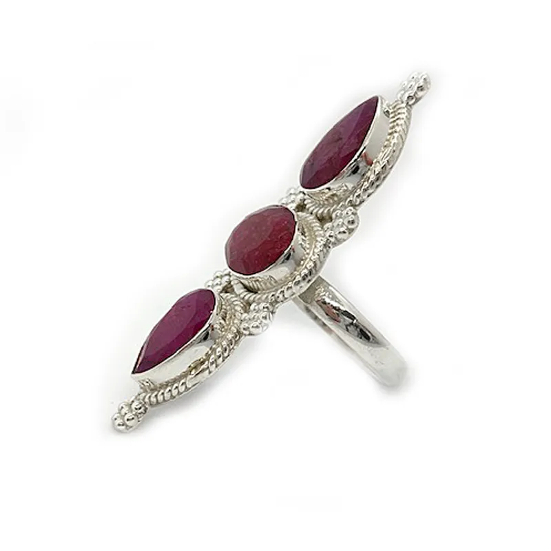 Ruby Triple Stone Bohemian Ring