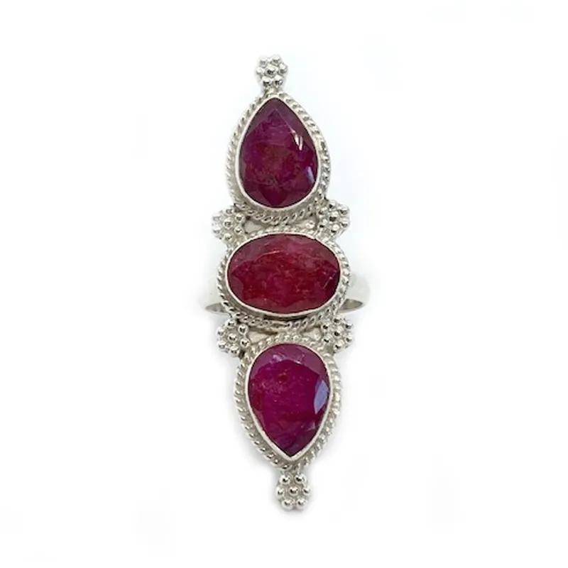 Ruby Triple Stone Bohemian Ring