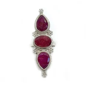 Ruby Triple Stone Bohemian Ring