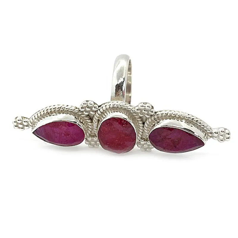 Ruby Triple Stone Bohemian Ring