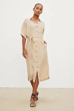 SANDRA LINEN BUTTON-UP DRESS